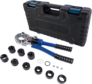 Profi Presszange Kupferrohr V-Kontur und TH-Kontur mit Rohrabschneider für Kupferrohr & Verbundrohr - Backeneinsätze V12 V15 V18 V22 V28 Und TH16 TH20 TH26 TH32 incl Hopzty