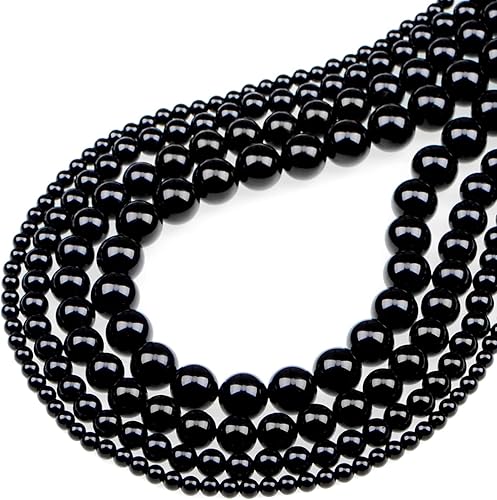 Miniatura 81 de Bymitel - 140 cuentas de cristal natural, piedras preciosas redondas energéticas y curativas sueltas con cordón elástico para hacer joyas, pulseras