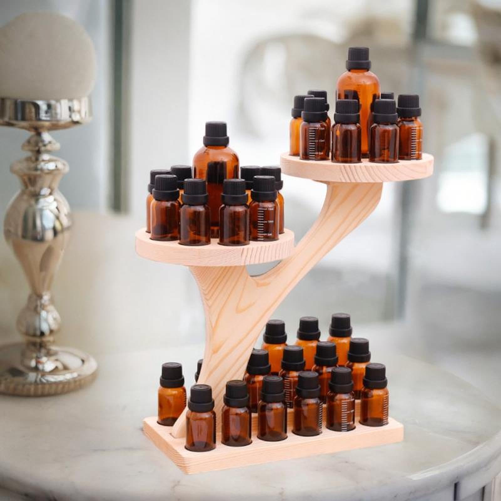 Supporto in Legno per Essenziali, Organizer per Cosmetici E Aromi, Espositore per Oli Essenziali.