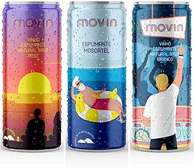 Movin Wines - KIT DEGUSTAÇÃO C/6 UN. DE LATAS MOVIN (2 BRUT BRANCO, 2 BRUT ROSÉ e 2 MOSCATEL)