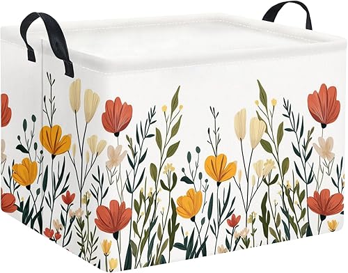 Miniatura 13 de Cesta rectangular de almacenamiento para niños con asas para el hogar, cocina, niños y niñas, lindo contenedor organizador de almacenamiento de