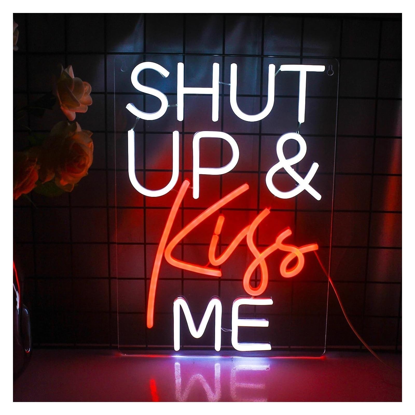 Neon Lights Decor Shut Up Kiss Me for Neon Lights Letters LED Wall Decoration Sign for Bar Bedroom Girl's Room Dormitory