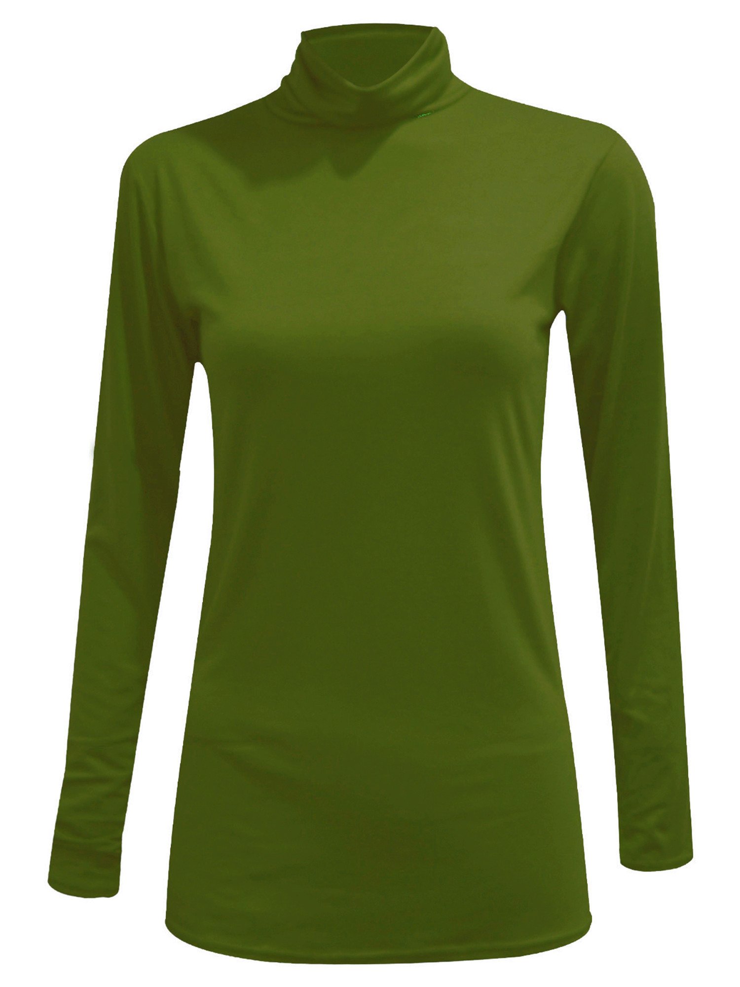 Mustwearit Ladies Polo Roll Neck Long Sleeve Turtle Neck Plain Jumpers for Women Top T Shirts UK 8 26 Olive