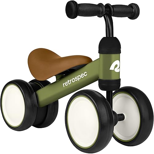 Retrospec Cricket Baby Balance Bike, 4-Wheel Ride-On Toy for Ages 12-24 Months – First Bike & Toddler Bike for 1 Year Old Boys & Girls, First Birthday Gift
