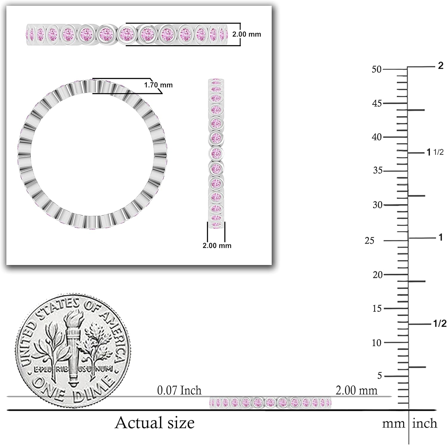 Dazzlingrock Collection Round White Diamond Bezel-Set Stackable Eternity Wedding Band for Women in 10K Solid Gold, Ring Size 6.5