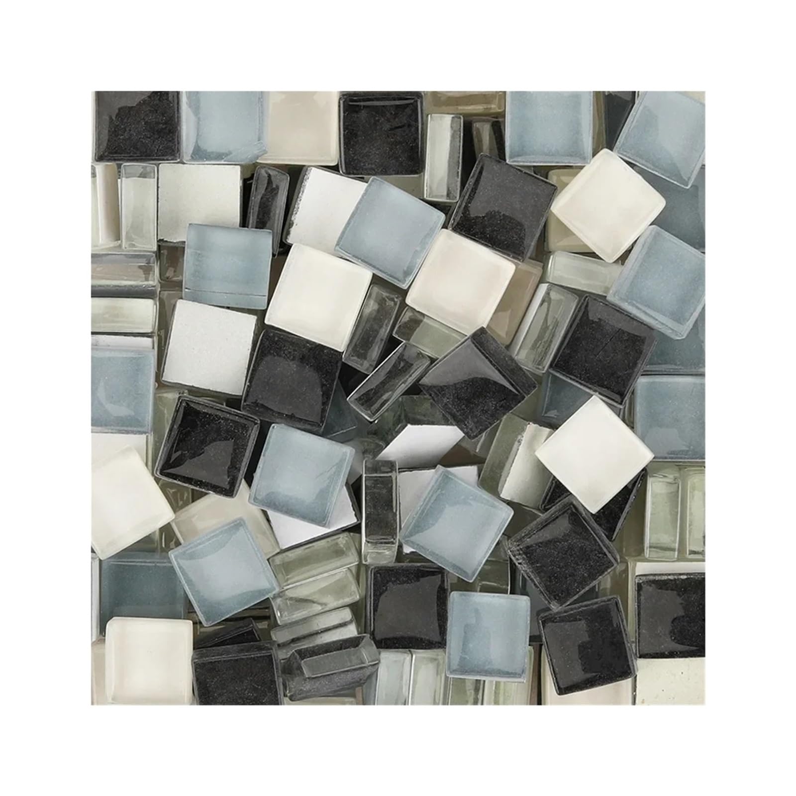 Vaeltor Grey Black White Mix 300G Glass Mosaic Tiles 1Cm Square Colorful Craft For Kids Diy Art Supplies