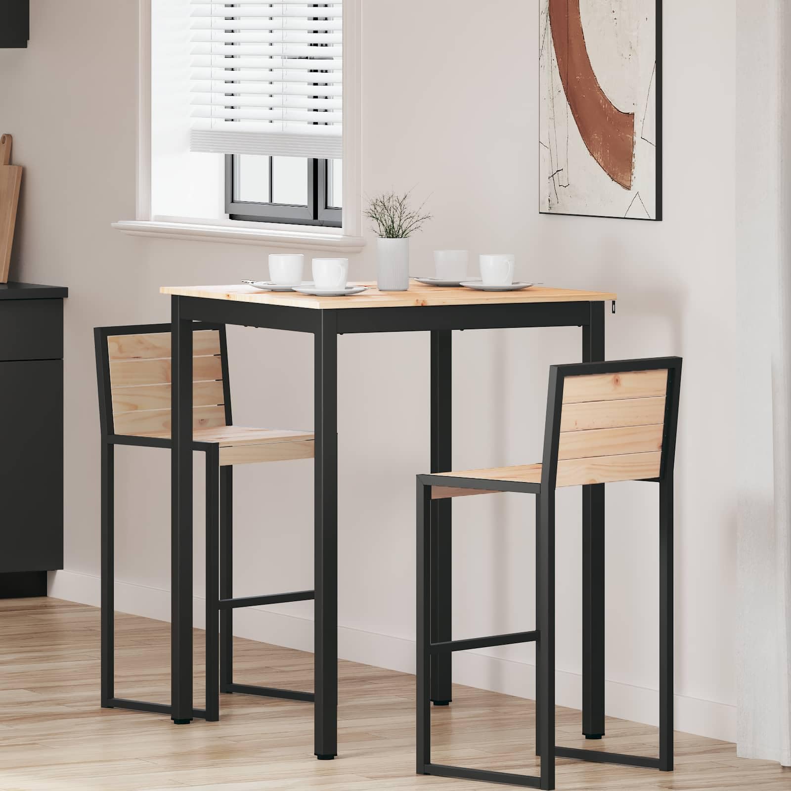 vidaXL Tavolo da bar 80 x 80 x 105 cm Pino massello Naturale Quadrato