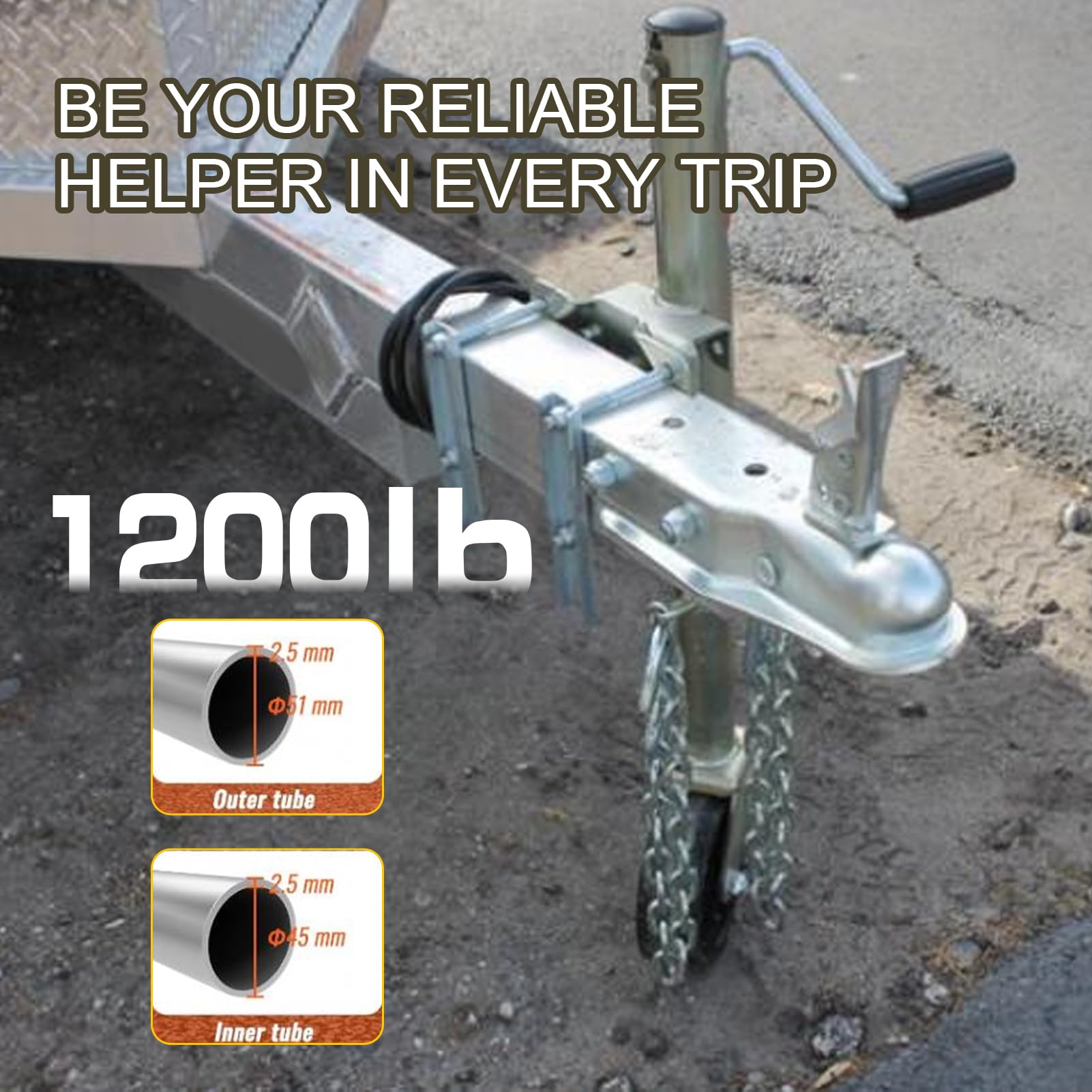 Remolque de 1200 Libras Capacidad Remolque Confiable Resistente con Rueda de Nylon de 6 Pulgadas para ATV UTV RVs Tipo de Manija Plegable (#1)