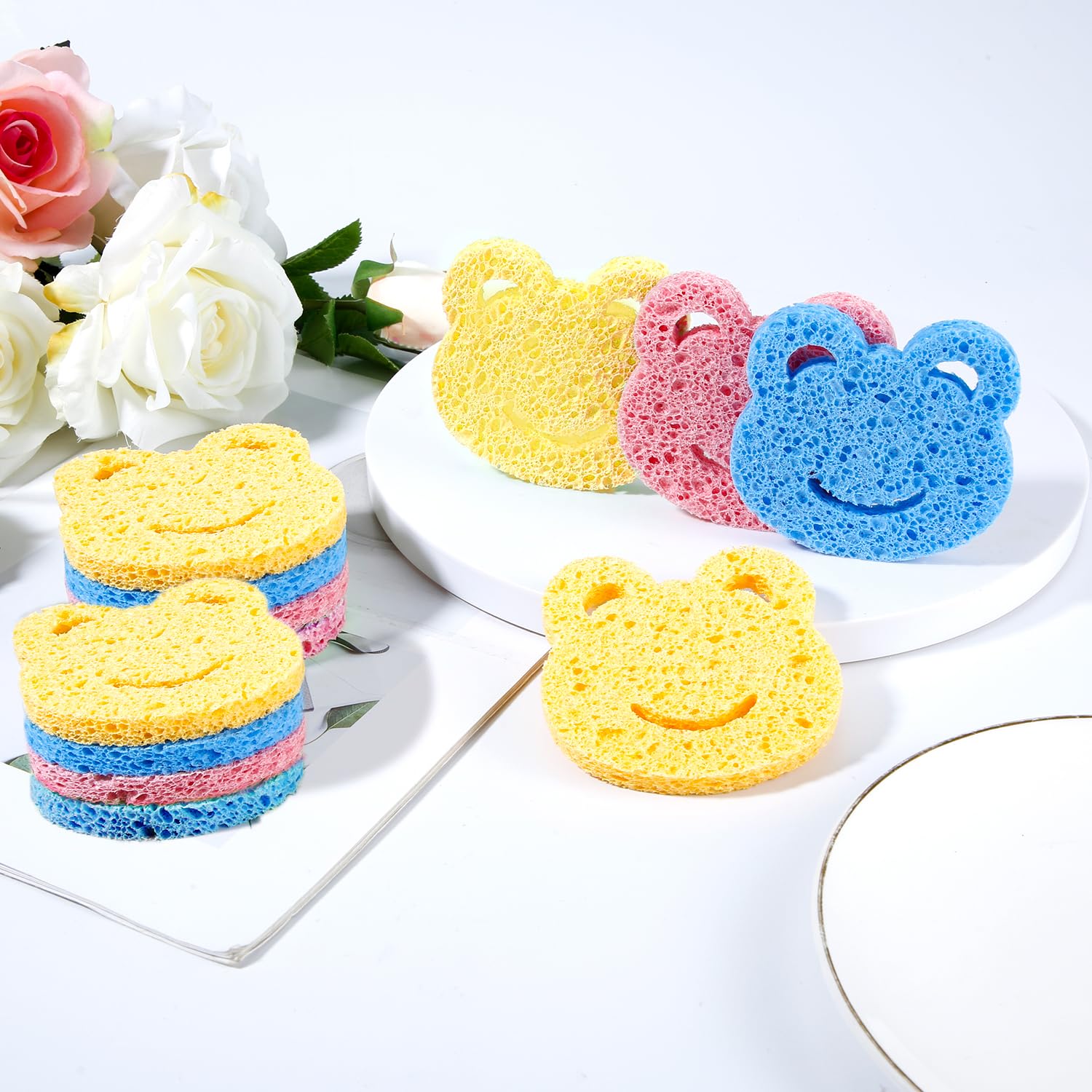 12pcs Scrub Frogs Sponges, Dual Sided Scrub Sponge Deep Cleaning Frog Shaped Sponge for Dish Washing Scrubber Sponges for Kitchen Non Scratch Bathroom Supplies - Image 3