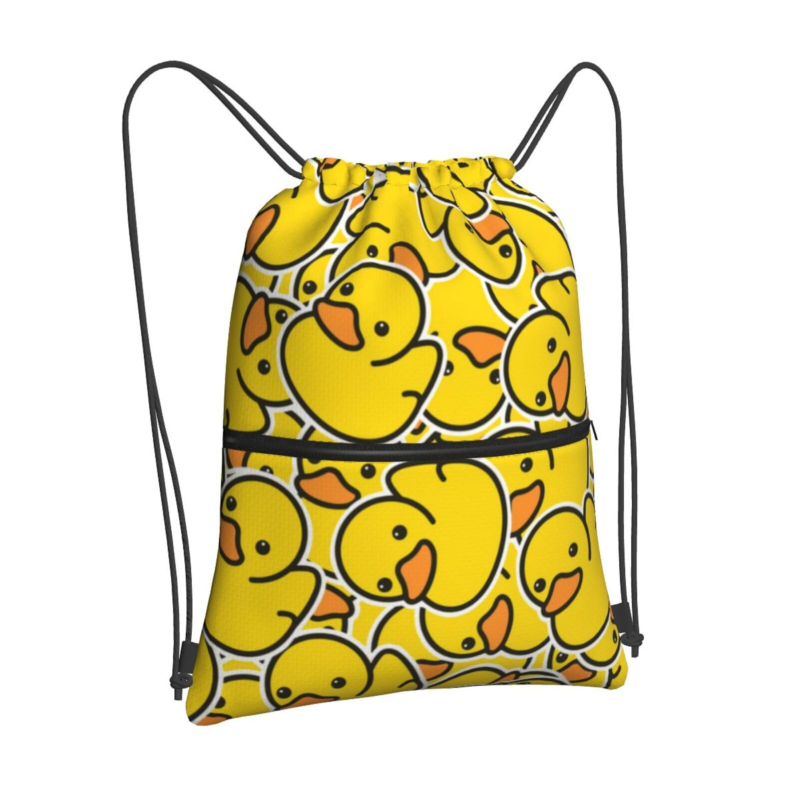 Newhomestyle Yellow Duck Drawstring Backpack Bags, Outdoor Sports Gym String Bags, Waterproof String Bag for Beach Travel Swimming Hiking Camping, Duck Theme Rucksack Bag for Duck Party Favor Bags — image 1