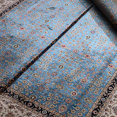 RUG 6x9 voet blauwe klassieke tapijt Perzische stijl hand-geknoopt zijde tapijt voor studeerkamer Ouzyu (Size… - Afbeelding 4