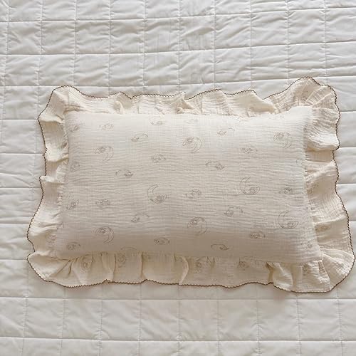 Vista 54 de BuLuTu Funda de almohada de muselina de algodón para niños pequeños, tamaño estándar, estampado de flores de Galsang, suave funda de almohada