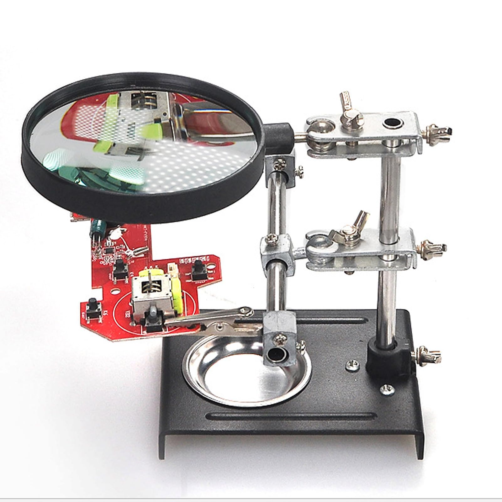 Natudeco Magnifying Glass Soldering Station Desktop Welding Repair Station with Auxiliary Clip Stand for PCB Mobile Phone Circuit Board