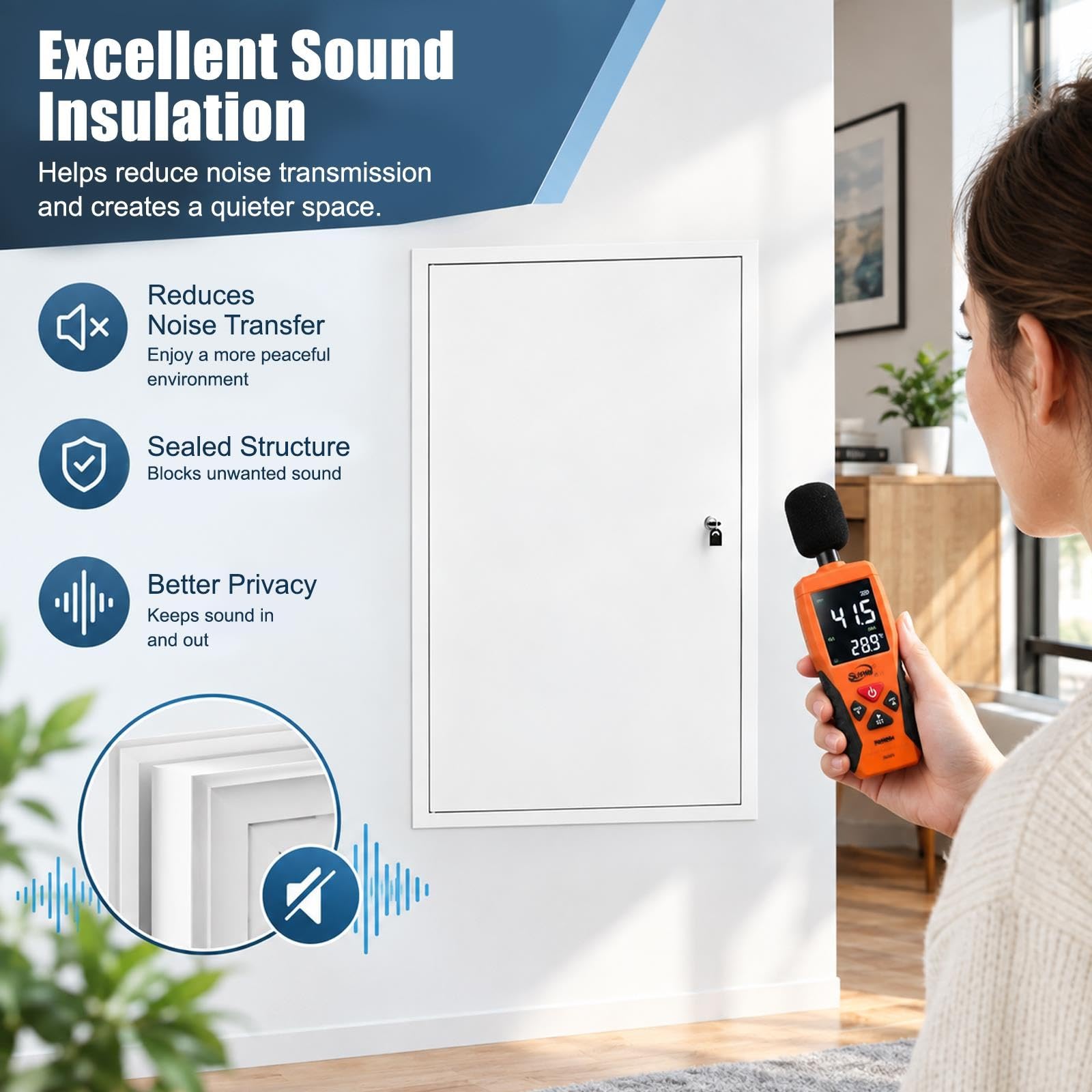 Puerta de acceso de aluminio duradera para áticos con sistema de bloqueo seguro y llaves, ideal para el mantenimiento de la fontanería y el equipo, fácil instalación, uso versátil en hogares y espacio