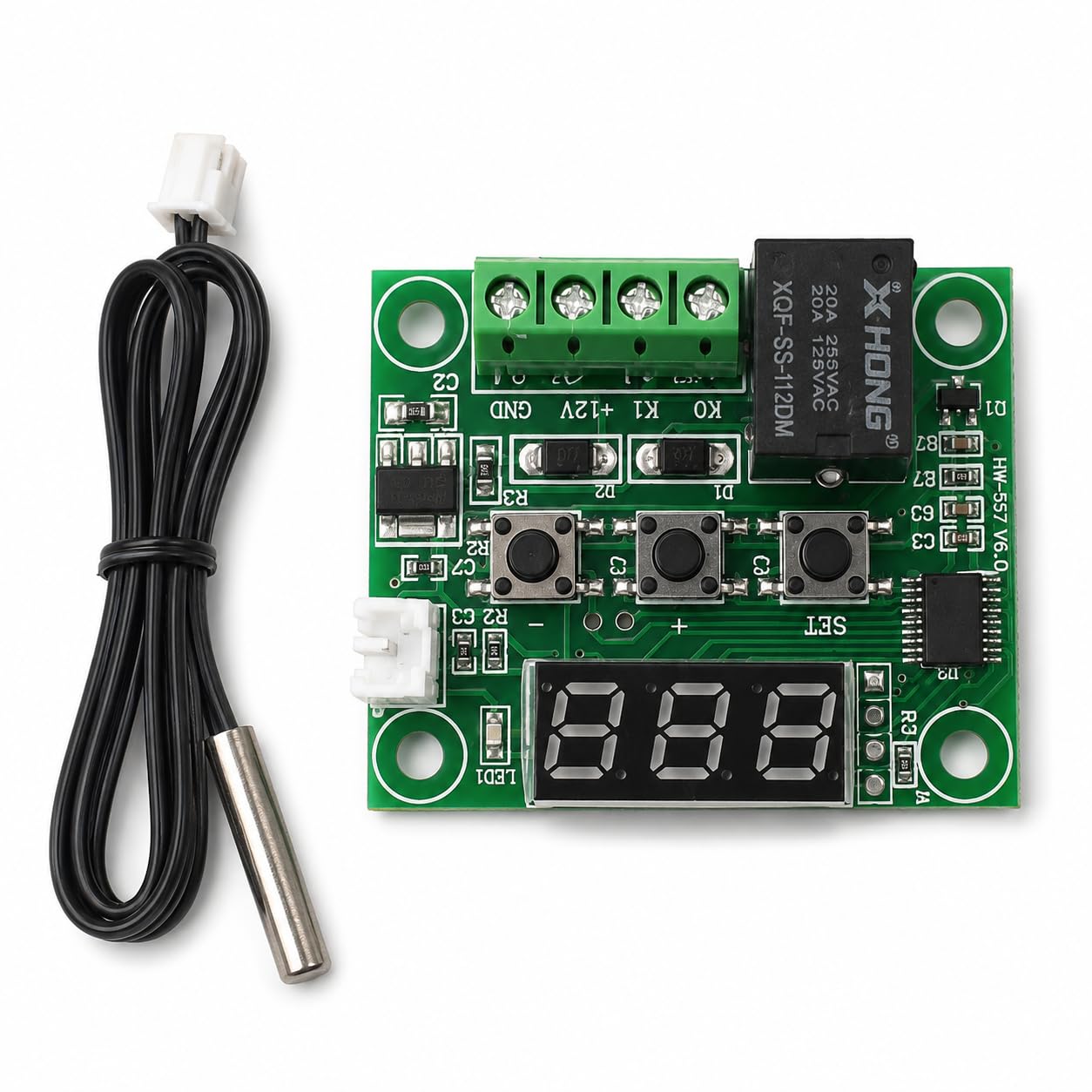 W1209 12V DC Digital Temperature Controller Thermostat Module with Waterproof NTC Sensor Probe, -50°C to 110°C, Heating & Cooling Relay Control, Pack of 1-image-32