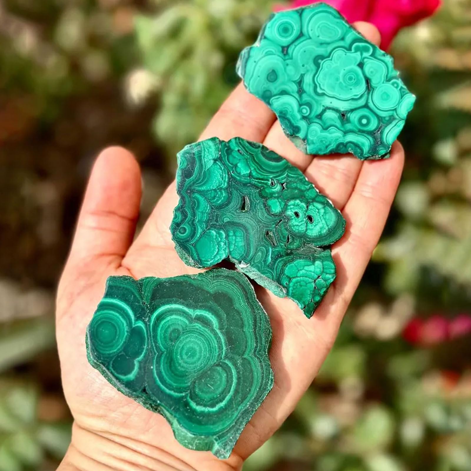 Fette di Cristallo di Malachite Naturale 1PC Campione Minerale Verde Pietra Grezza Irregolare per la Meditazione Reiki Fai-da-Te lucidata, la Decorazione della casa,300~400g