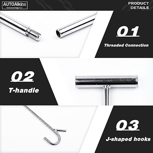 Miniatura 4 de Extractor de pasador de quinta rueda resistente, gancho de extractor de quinta rueda chapado en cromo de acero macizo de 32 pulgadas, 1 paquete