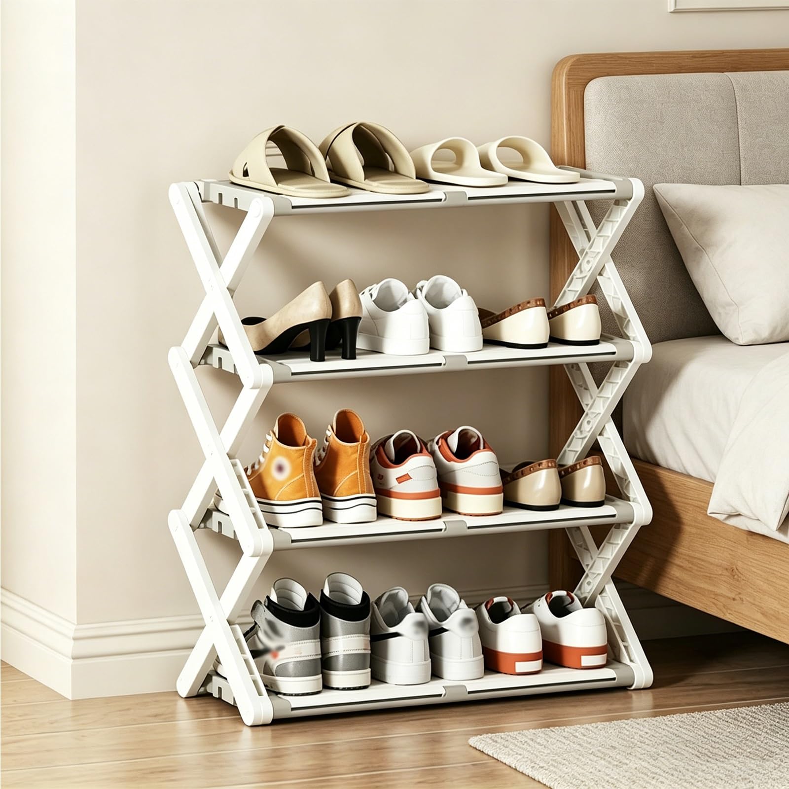 Étagère à chaussures pliable pour entrée et chambre - Meuble sto inclinable gain de place