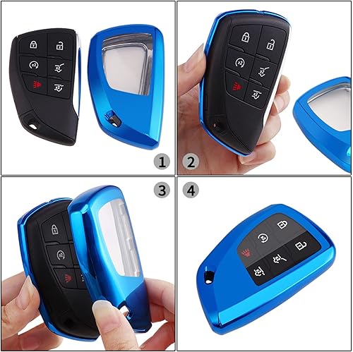 Miniatura 4 de Funda para llavero de entrada sin llave para GMC Yukon Chevy Suburban Tahoe GM-1354156513537962 Buick (azul)
