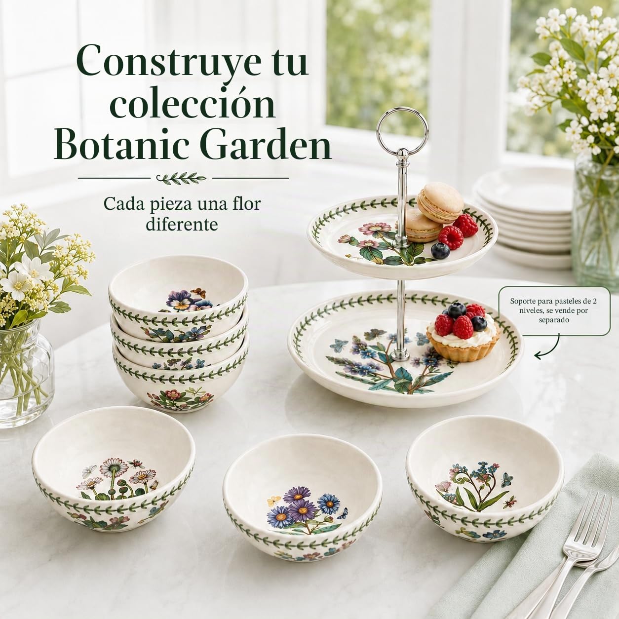 Portmeirion Botanic Garden - Cuenco apilable (14 cm, 6 unidades), diseño de sopa
