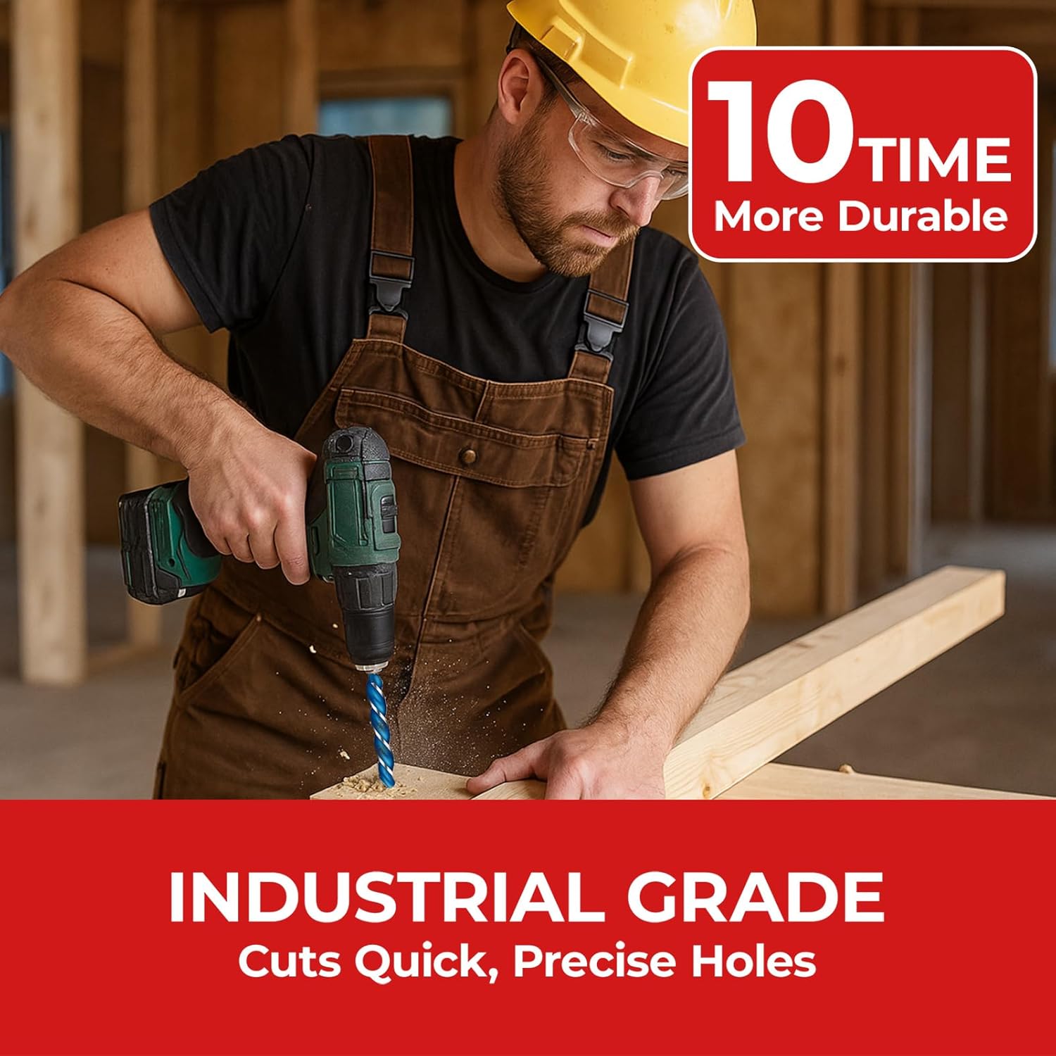 1-1/8" x 24" Wood Auger Drill Bit – 3-Flute Extra Long Auger Drill Bit for Wood, High Carbon Steel 3/8" Shank with Protective Storage Tube