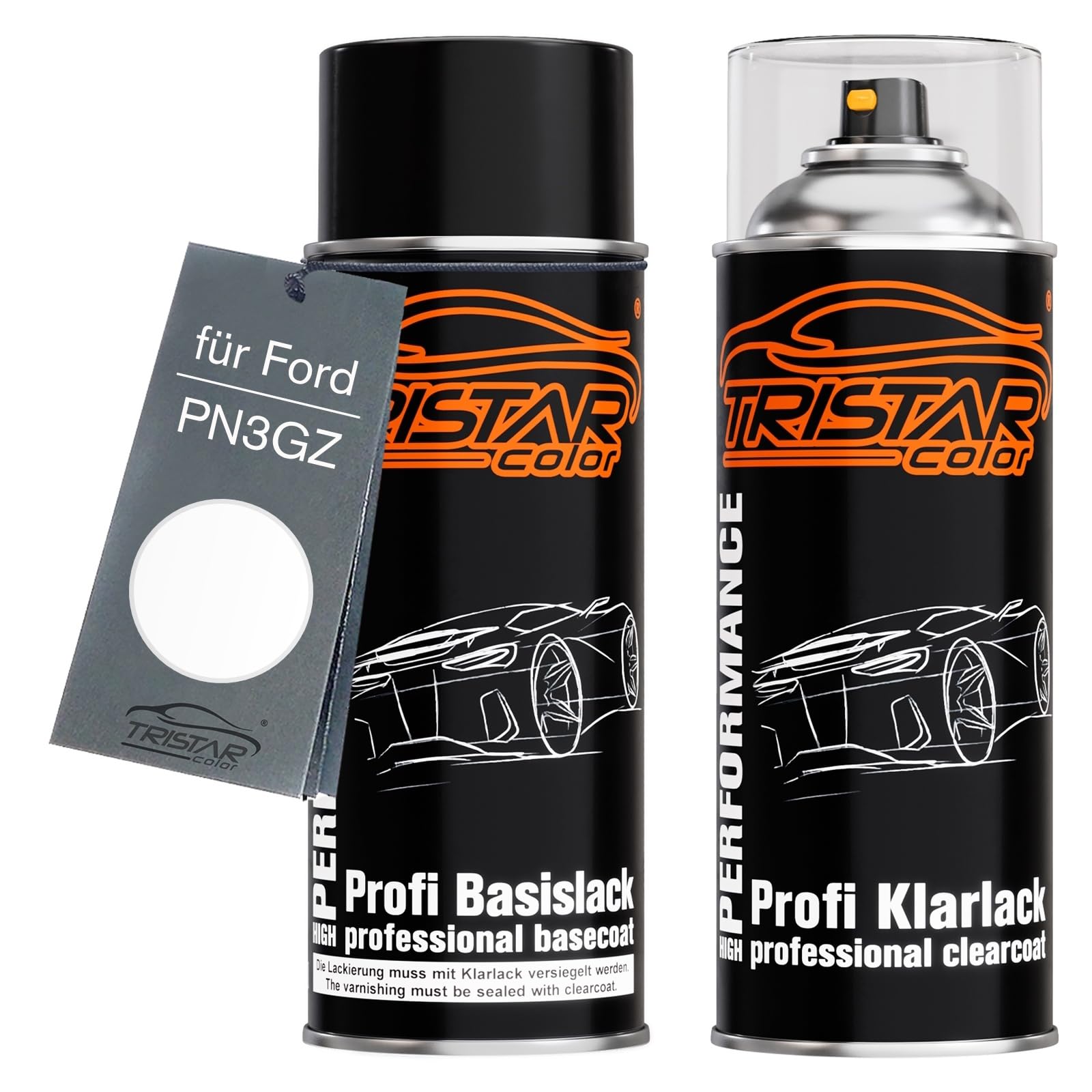 TRISTARcolor Bomboletta di Vernice per auto per Ford PN3GZ Frozen White +1K | Frostweiss, Kit vernice di base + trasparente, bombolette spray 400ml