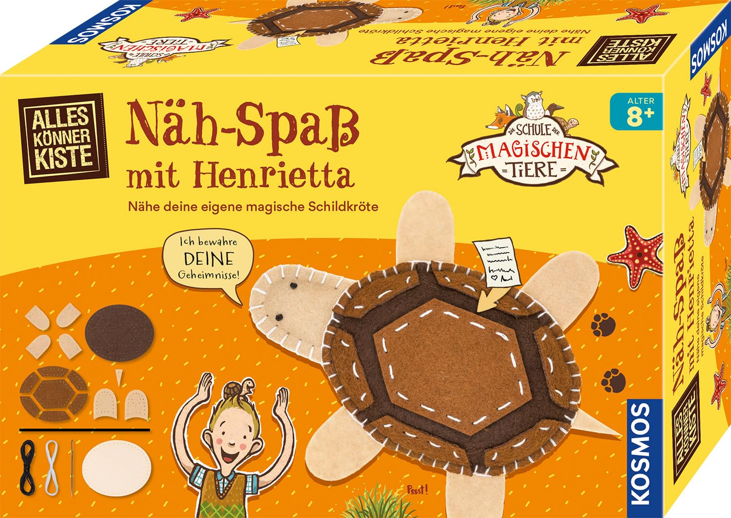 Kosmos 605667 Die Schule der magischen Tiere Näh-Spaß mit Henrietta, Nähset für Anfänger und Bastelset für Kinder ab 8 Jahren, enthält Filzstoff, Nadel, Stickgarn und Füllmaterial