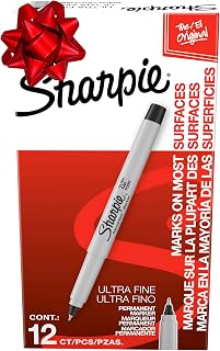 Permanent Markers, Ultra Fine Tip, Black, 12 Count - For Classroom, Office, Home, Quick Drying, Fade Resistant, For Wood, Plastic, Paper, Metal, Ideal for Posters, Drawing, Coloring