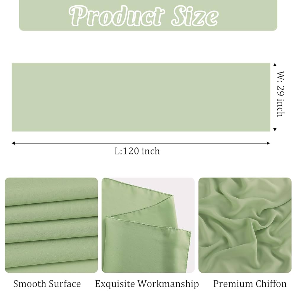 Amazon.com: 6 Pack 10Ft Sage Green Chiffon Table Runner