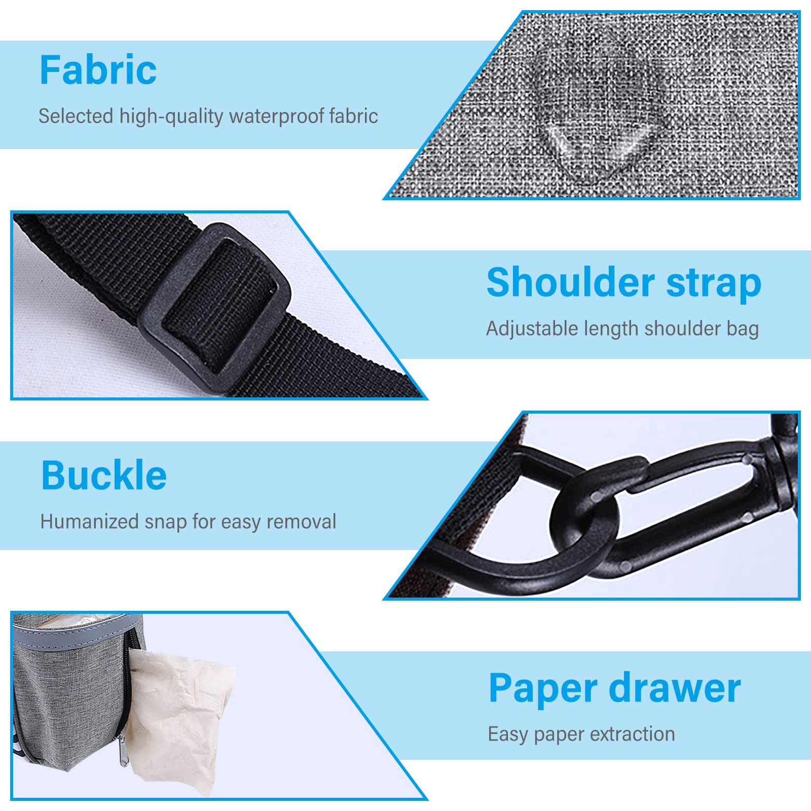 Borsa Per Passeggino Custodia Per Passeggino Grande Capacità Organizer Passeggini Multifunzionale, Neonato Accessori Bambinio Con Tracolla, Impermeabile Per Adatto a Tutti i Modelli di Buggy (Grigio)