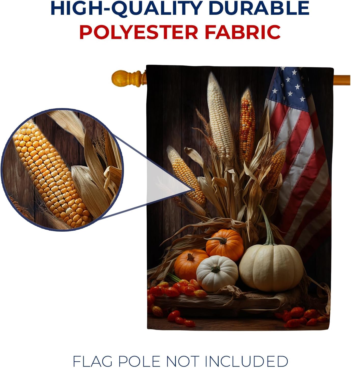 America Forever USA Autumn Bounty Thanksgiving House Flag 28 x 40 inch Double Sided Large Fall Flags for Yard, Outside, Patriotic Harvest Flag Outdoor Decors
