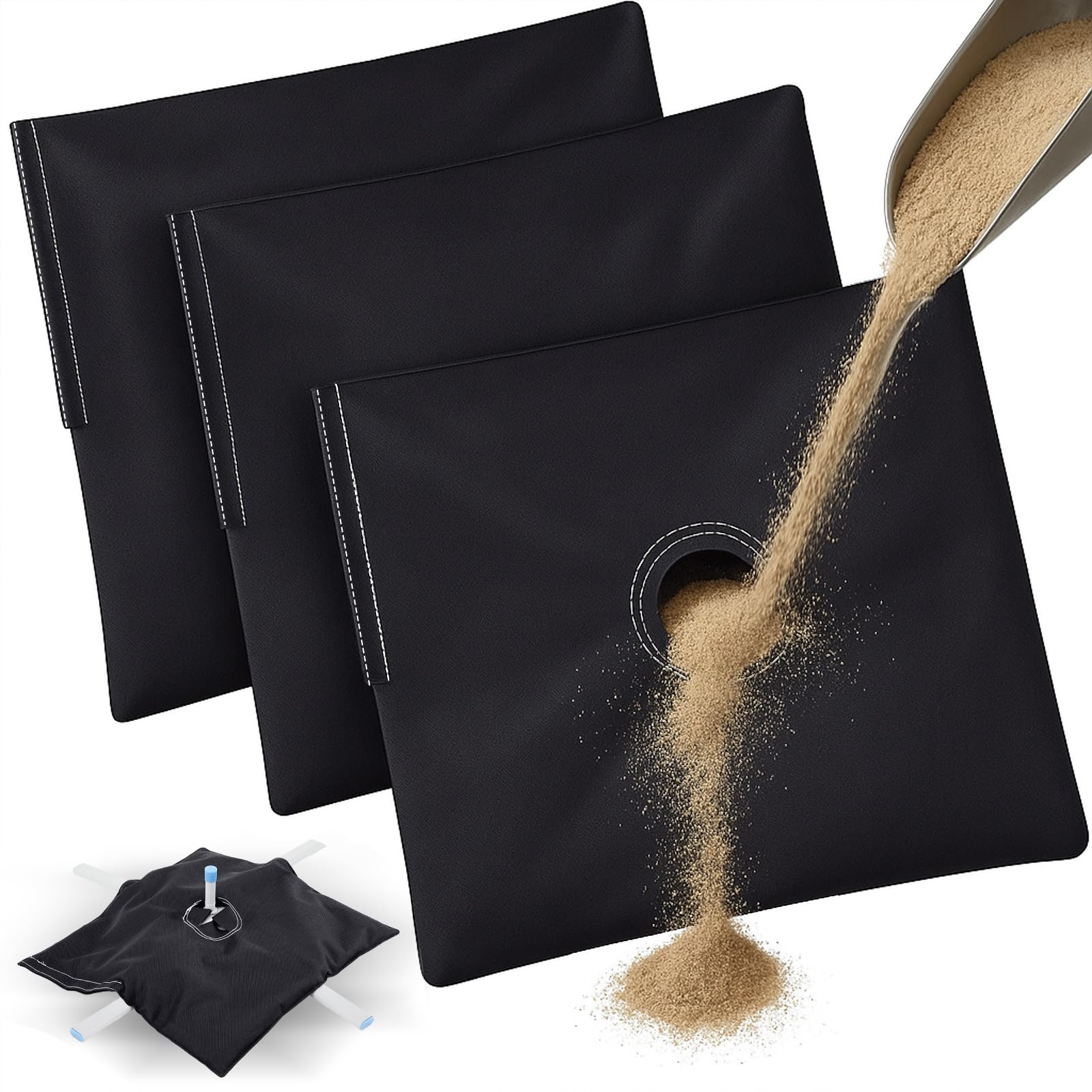 Cosblank 3 Pcs Flags Sand Bag Sandbag Weight for Swooper Feather Flag Christmas Tree Base X-Base Flag Weight for Indoor or Outdoor Business, X-Base