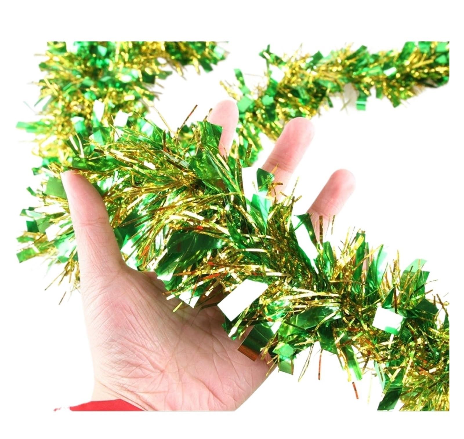 Decoraciones De Interior Exterior Guirnalda Navideña De Oropel Metálico Brillante con 10 Piezas For Colgar Fiestas