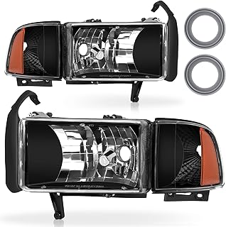Headlight Assembly Fit For 1994-2001 1994 1995 1996 1997 1998 1999 2000 2001 Dodge Ram 1500 94-01 1994-2001 Dodge Ram 1500/1994-2002 94-02 Dodge Ram Pickup 2500 3500 Headlights