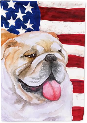 Caroline's Treasures BB9639GF - Bandera patriótica de bulldog inglés para jardín, bandera decorativa para patio exterior, patio, parterres, tamaño