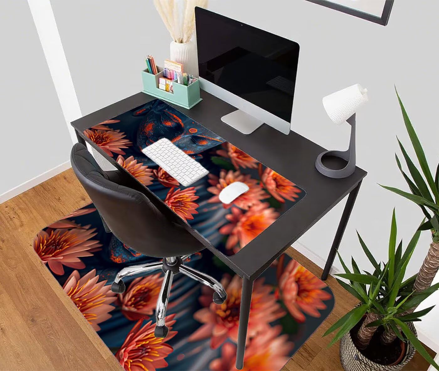 Podkładka pod mysz do gier Kwiat Podkładka pod mysz XXL 1400 x 600 x 3 mm pod ręką Podkładka pod mysz Zen z antypoślizgową gumową podstawą Wodoodporna zszyte krawędzie, do biura i domu, szybsza S-350