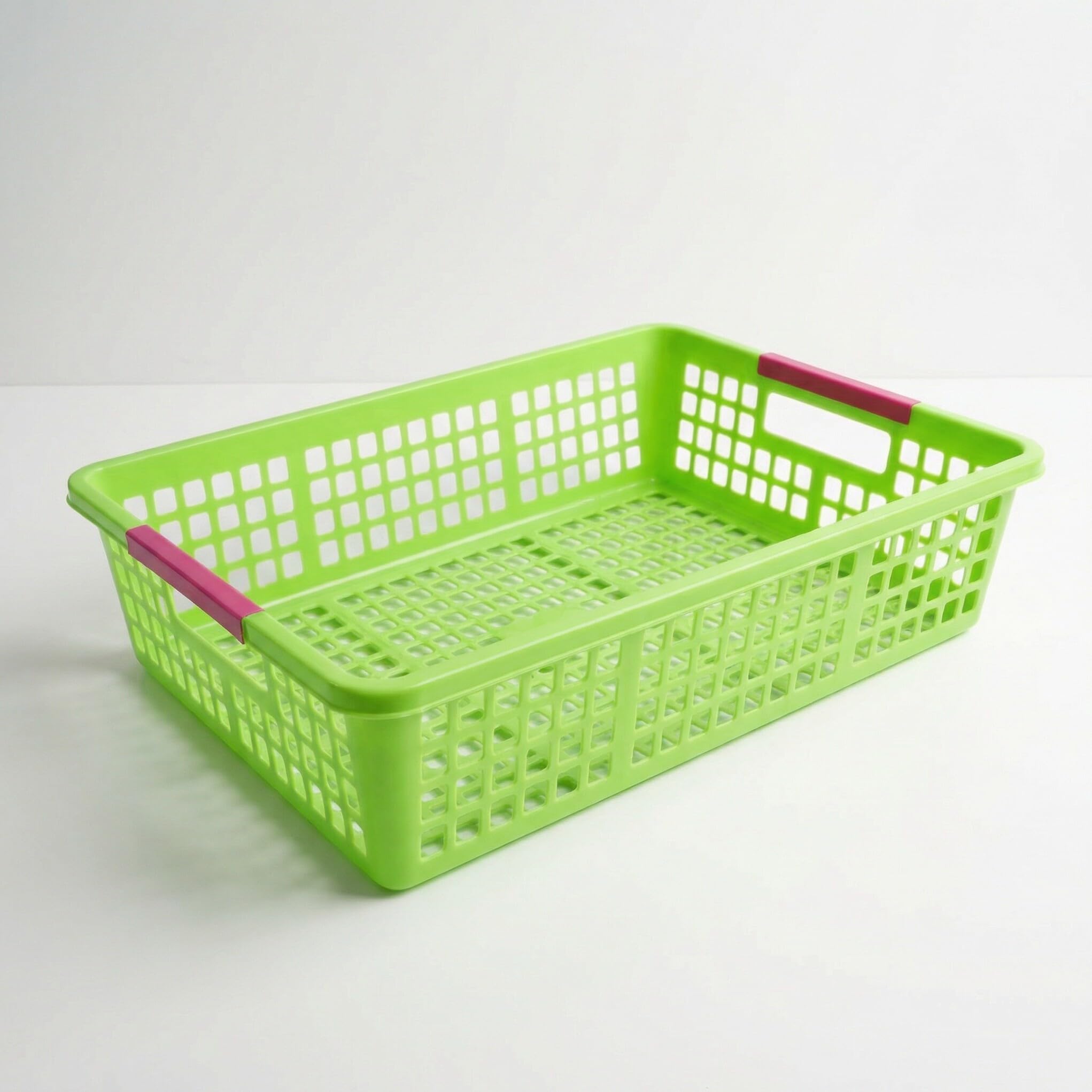 PRETYZOOM 5 Piezas Cesta con Bordes Suaves de Plástico Pp de Almacenamiento Rectangular Verde y Diseño Moderno para Organizar Documentos y Juguetes en Escuela o Armario
