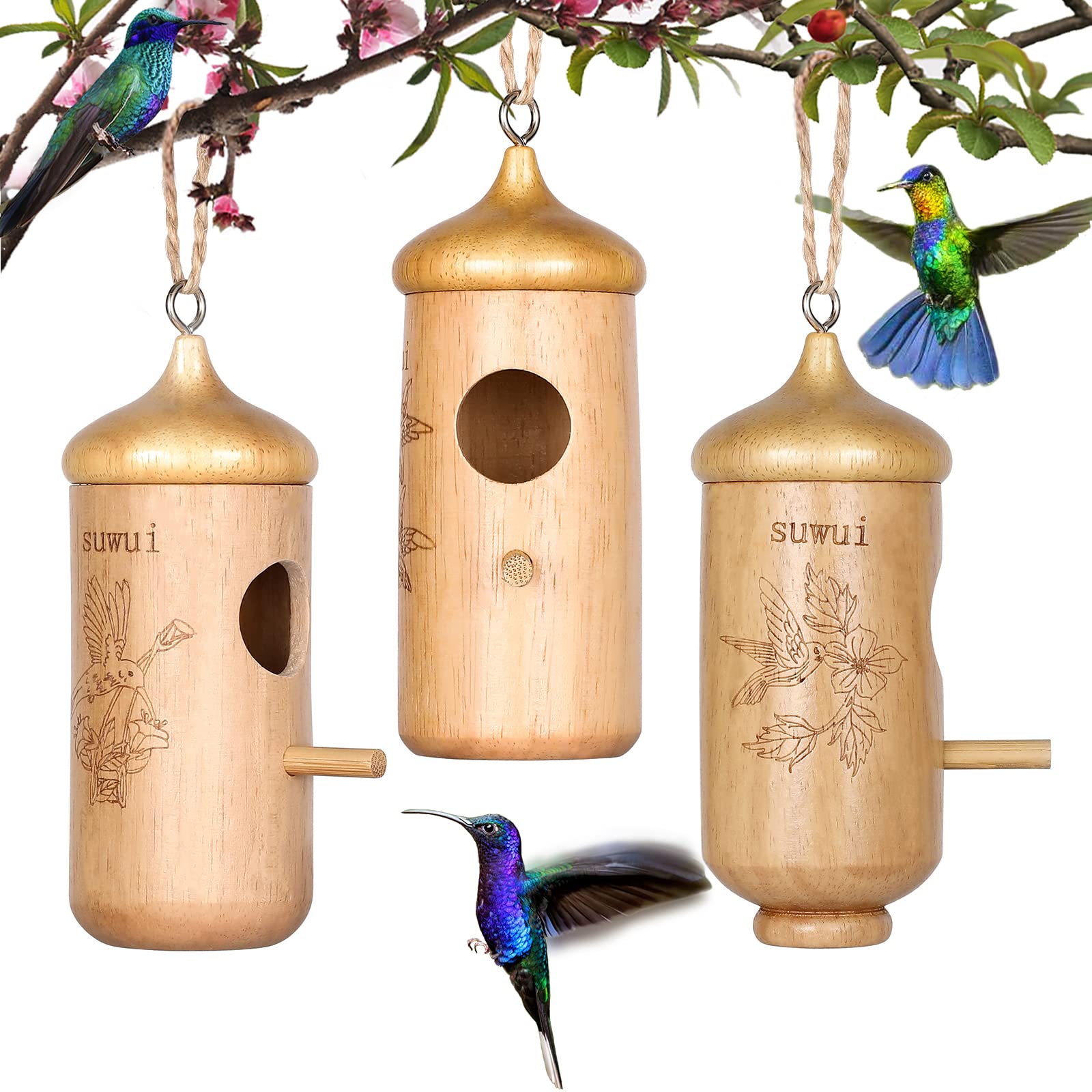 Hummingbird House for Outside, Wooden Hummingbird Houses for Nesting