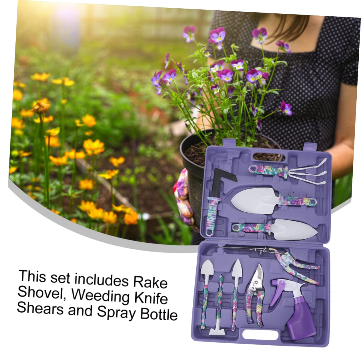 YARNOW 10pièces Outils De Jardinage Pelle Râteau Cisaille Coupe-Herbe Outils De Jardinage Multifonctionnels