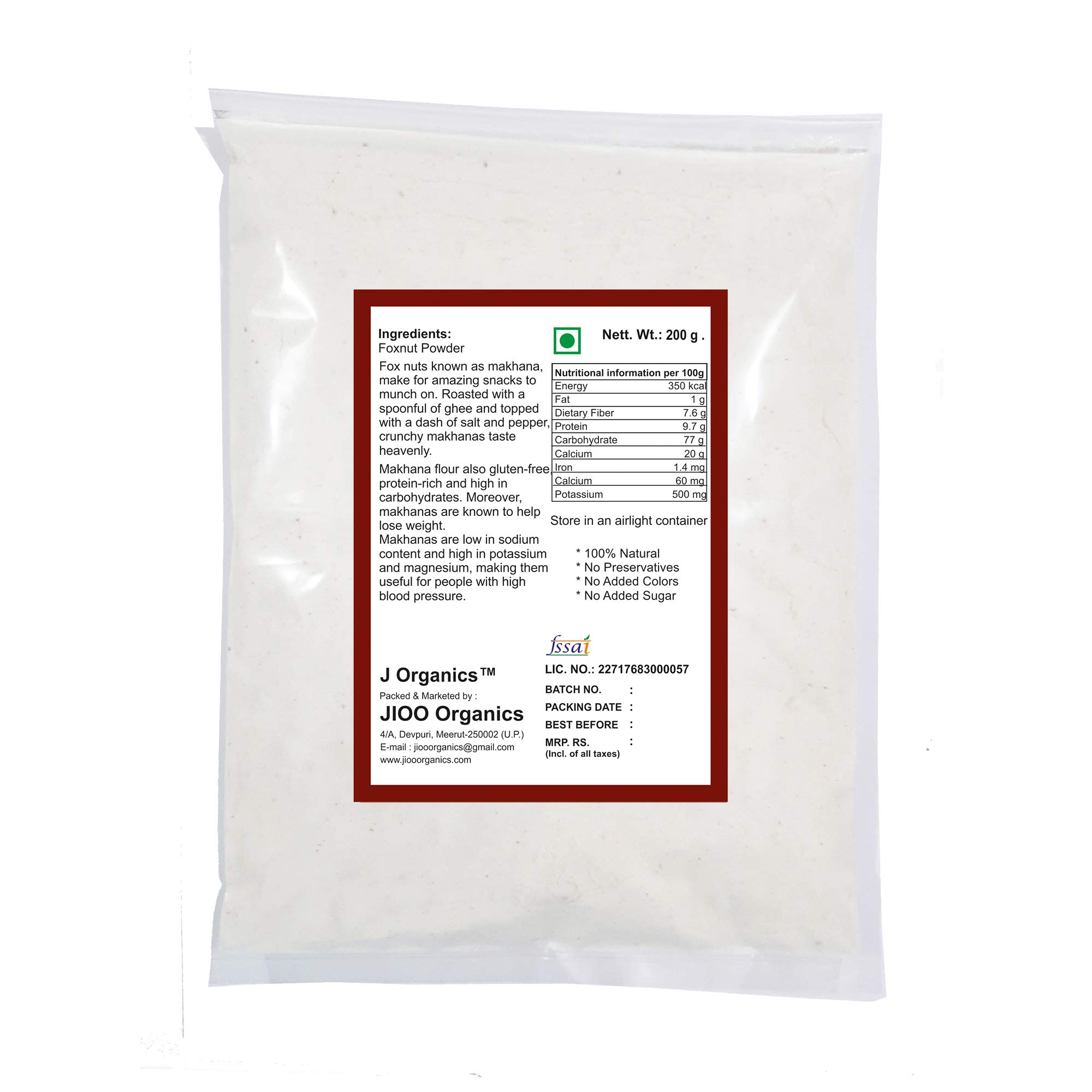 Jioo Organics Premium Foxnut Powder | Fox Nut Flour | Makhana Powder, 200 grams - Image 2 thumbnail
