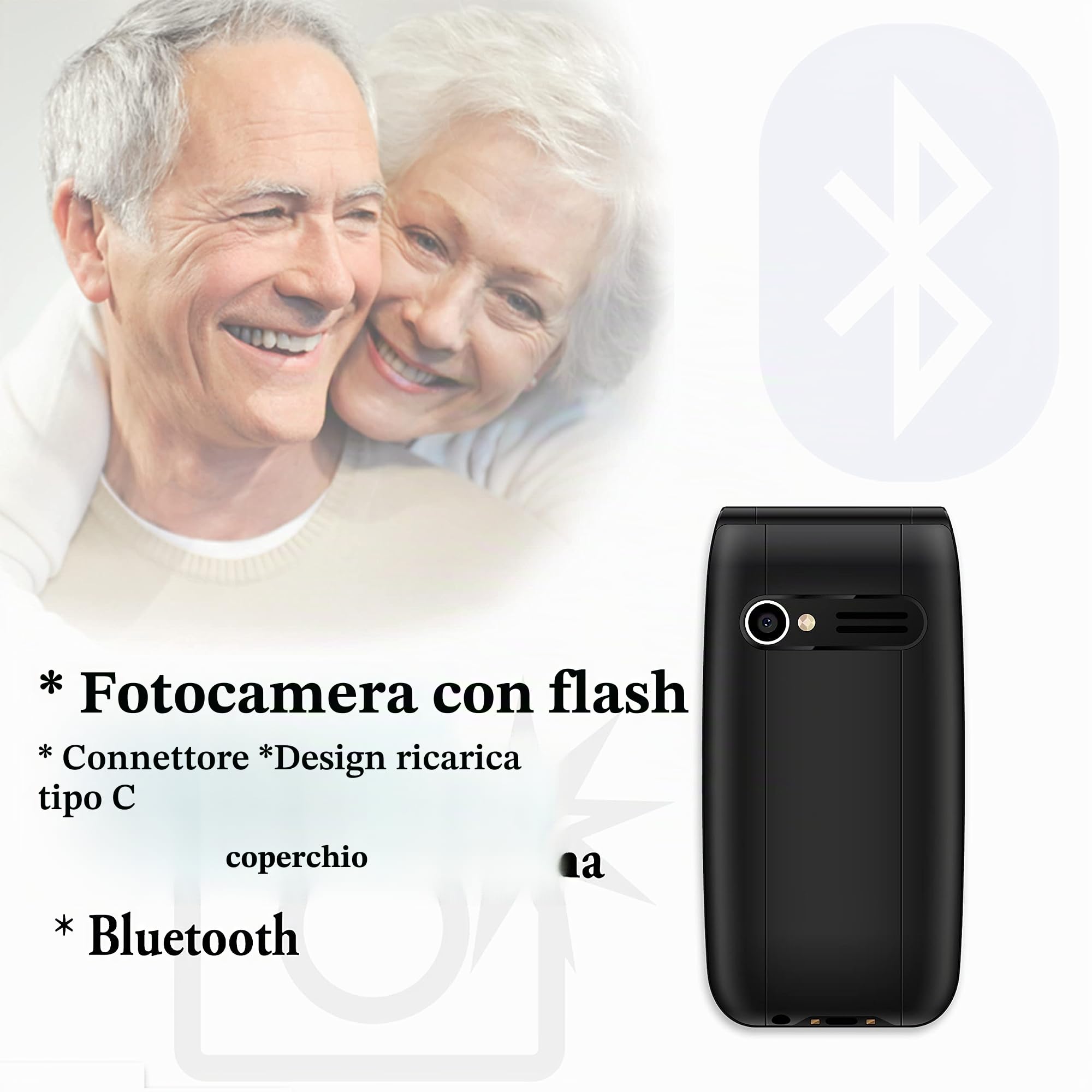 Qubo NEONW Blu Telefono Cellulare con Coperchio per Anziani | Tasti Grandi | Pulsante SOS | Schermo da 2,4 Pollici | Chiamata Rapida | Radio | 800 mAh Batteria | Caricatore di tipo C | Dual Sim