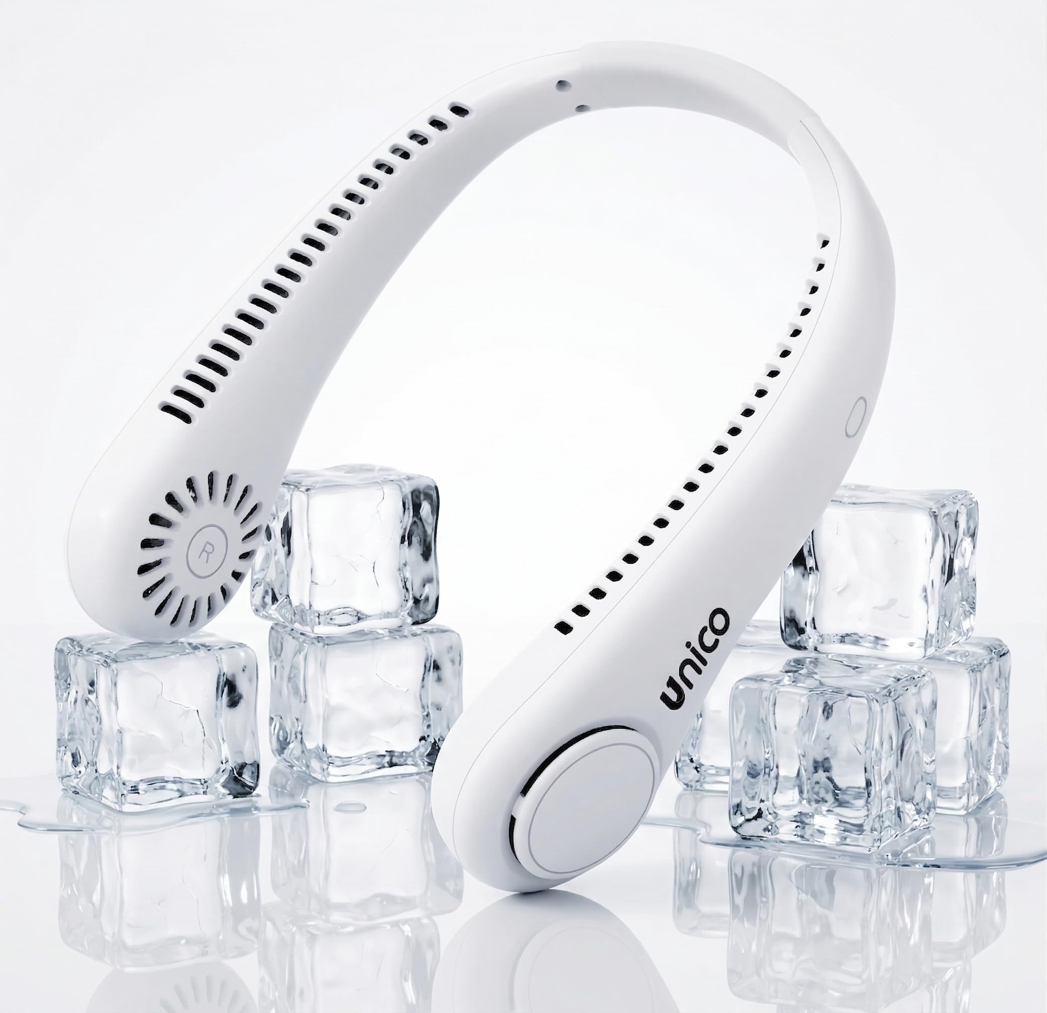 Unico Ventilador de Cuello, Mini Ventilador Portatil Sin Aspas, USB Recargable Bateria 1800 mAh con Ajustable 3 Velocidades