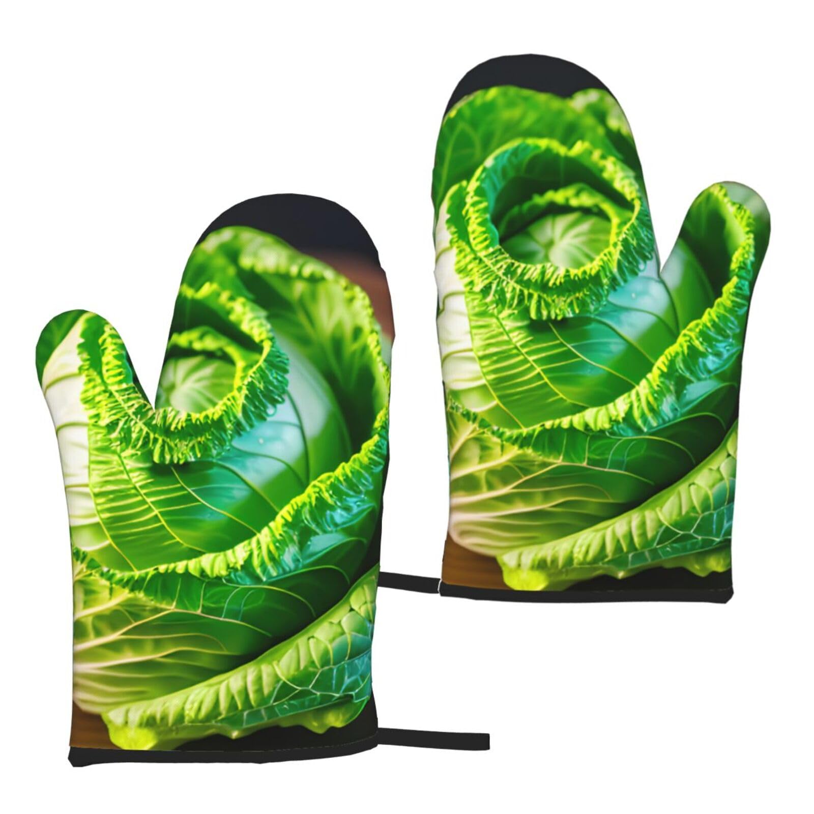 Bright Cabbage Print Heat Resistant Universal Fit Oven Microwave Gloves Home Cooking Baking Grilling