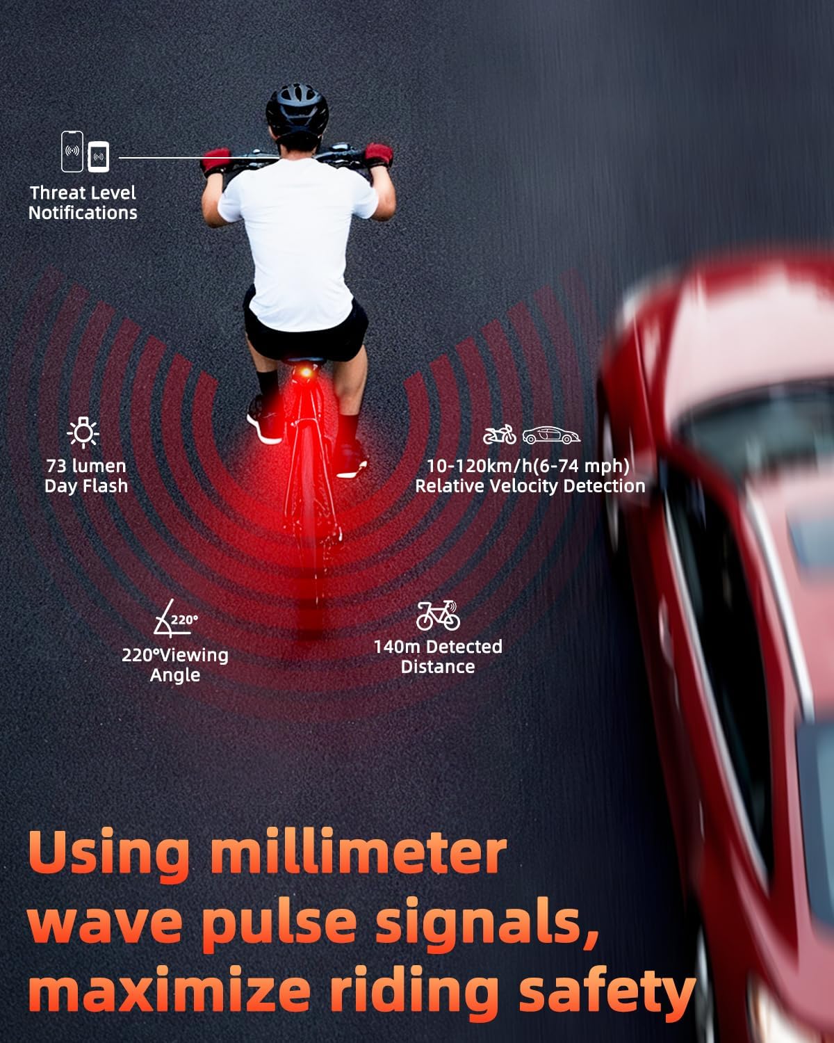 WSDCAM Smart Bike Tail Light Alarm Bike Brake Light Auto ON/Off Anti Theft Bike Alarm with Remote Waterproof Bicycle Alarm Rear Bike Light Bicycle Tail Light LED Rechargeable