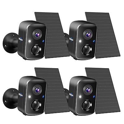 Hiseeu Security Cameras Wireless Outdoor, 4pcs Solar Powered 3K 4MP Surveillance WiFi Cameras for Home Security Outside, PIR/AI Motion Detection, Waterproof, Color Night Vision, 2-Way Audio, Black