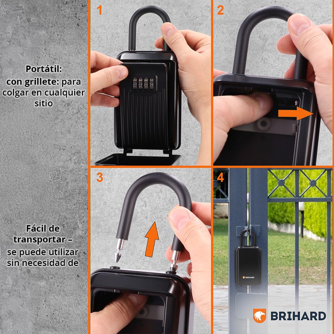 Caja Seguridad Llaves All Season Shackle XL, Portátil con Grillete Extraíble, de Exterior con Cubierta Impermeable, con Cierre de Combinación para Llaves de Casa y Coche, Tarjetas de Acceso