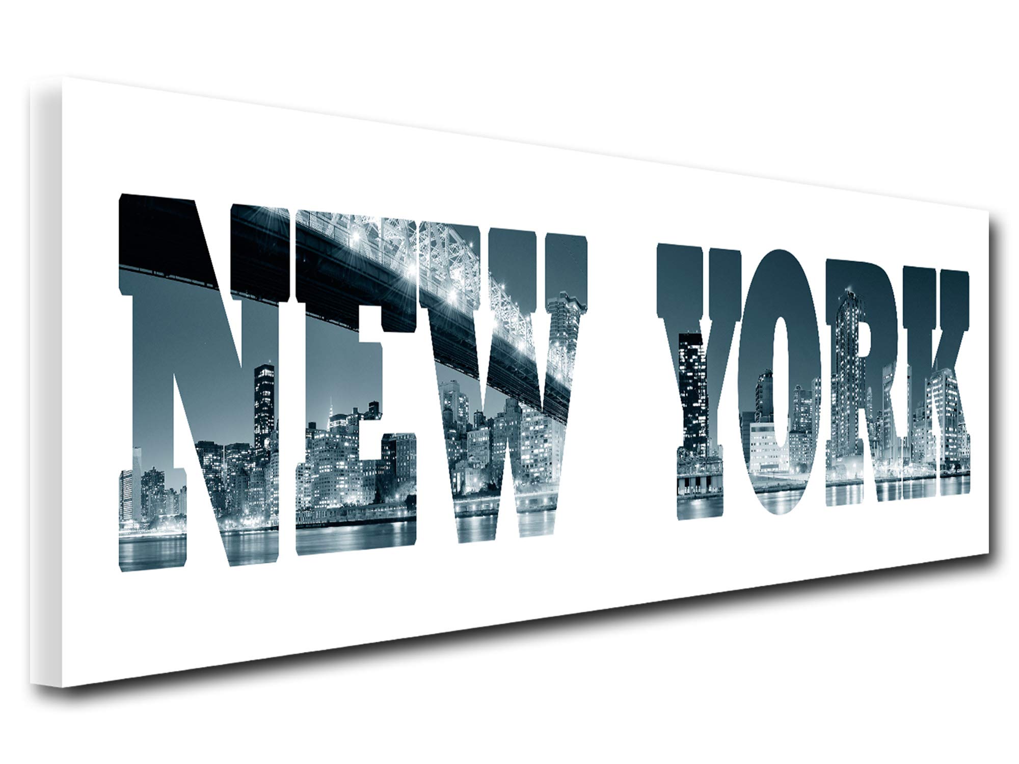 DECLINA, Quadro Decorativo da Parete per Soggiorno Moderno, Quadro Decorativo da Parete, Motivo: New York, 80 x 30 cm, Canvas, Bianco, 100x35 cm
