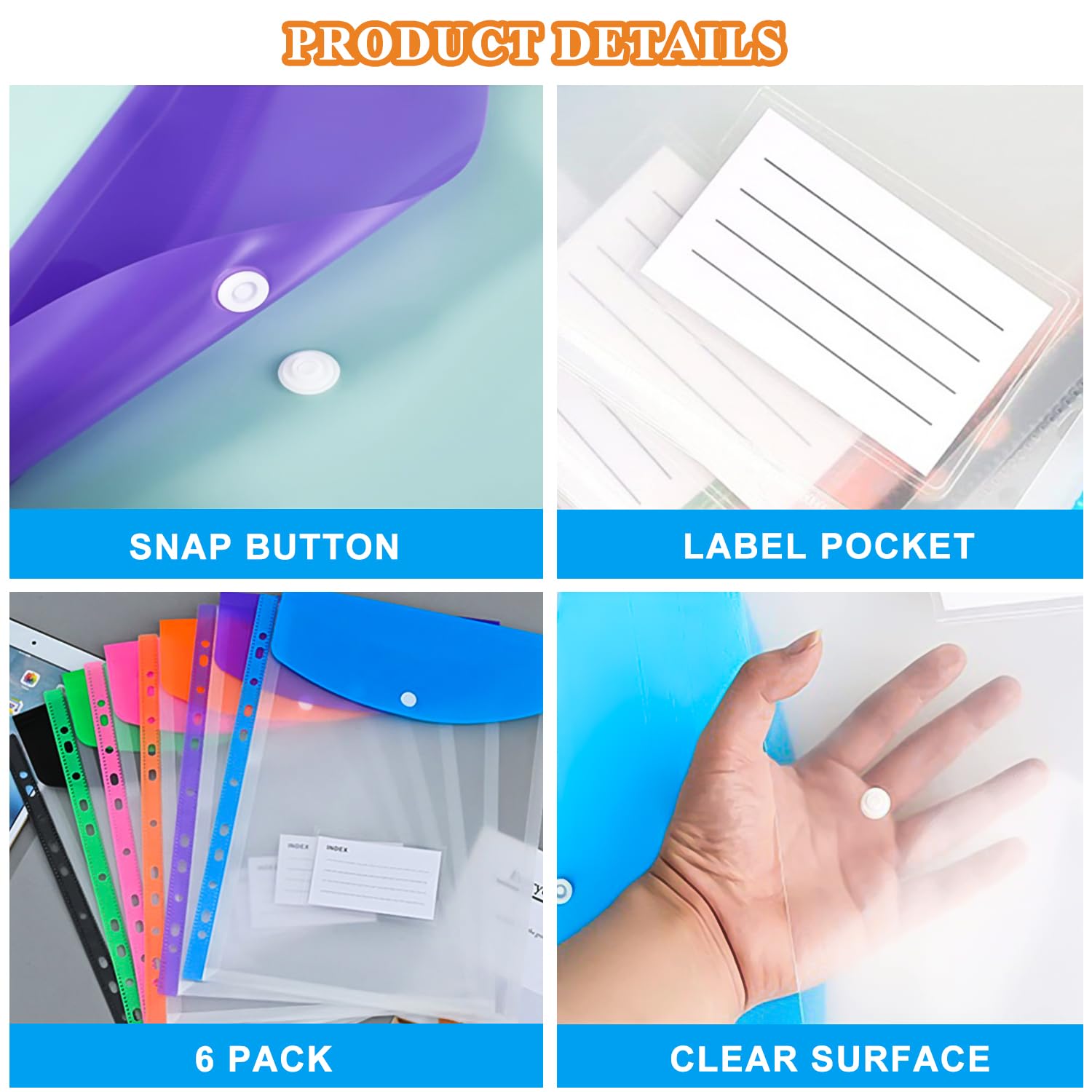 Plastic Wallets A4 Punched Poly Pockets - Image 4