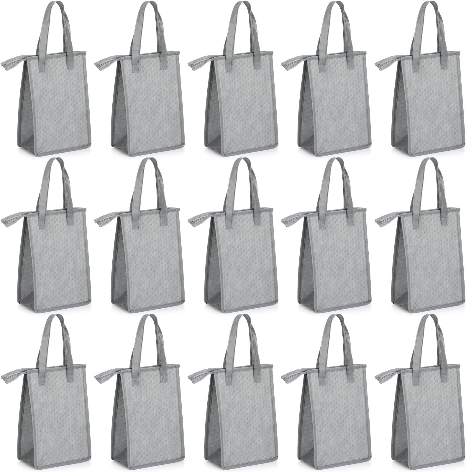 Cunno 30 Pcs Hook and Loop Insulated Lunch Bags Bulk Black
