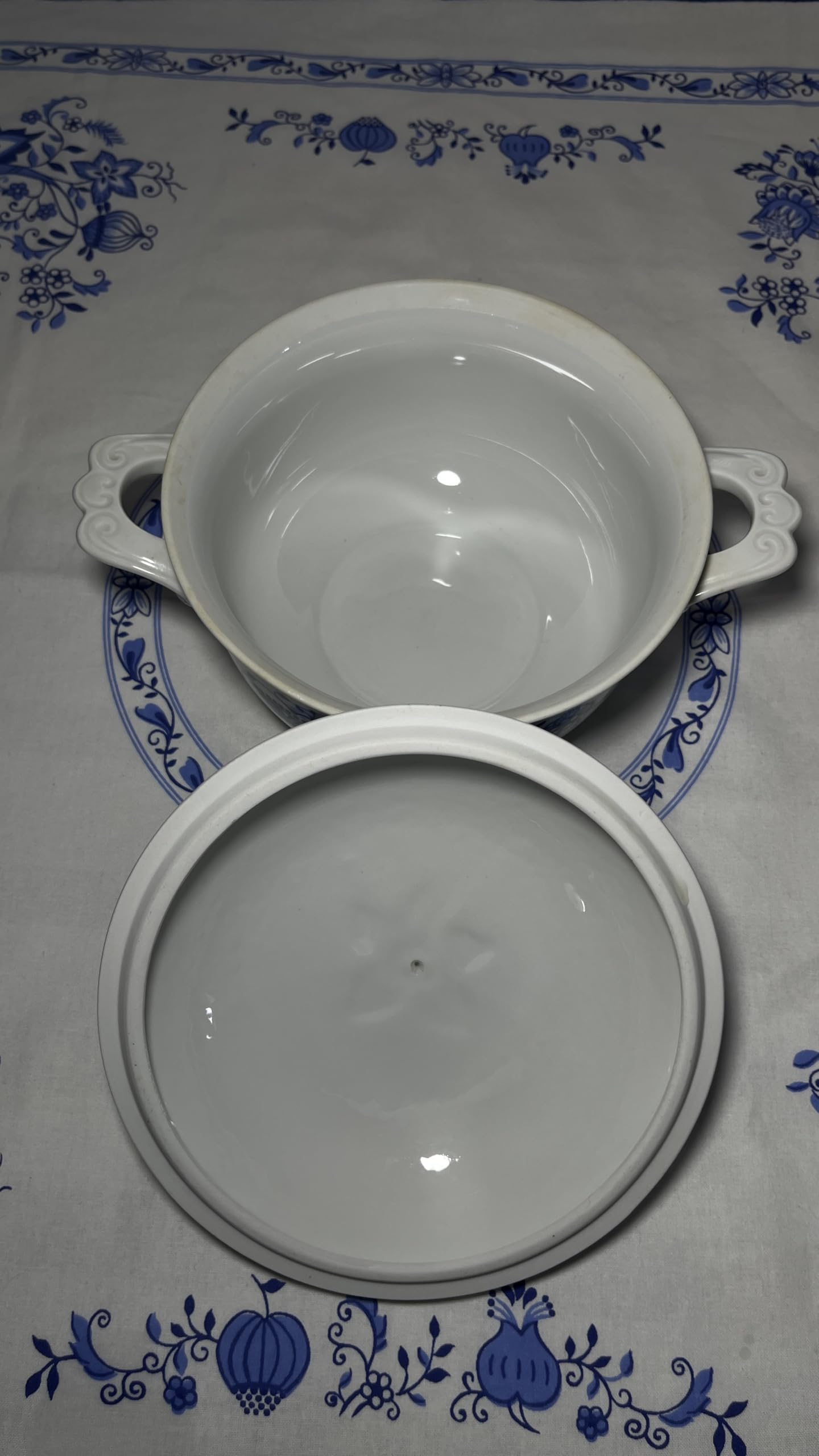 Kahla Terrine en porcelaine avec couvercle Motif oignon 18 cm x 9,5 cm Passe au lave-vaisselle